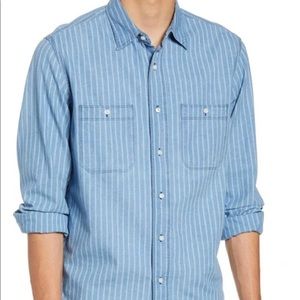 Madewell Mens Med Long-Sleeve Workshirt in Indigo Stripe